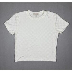 Y2K White Checkered Atelier Crop Top Skater Punk Grunge 2000s Size L